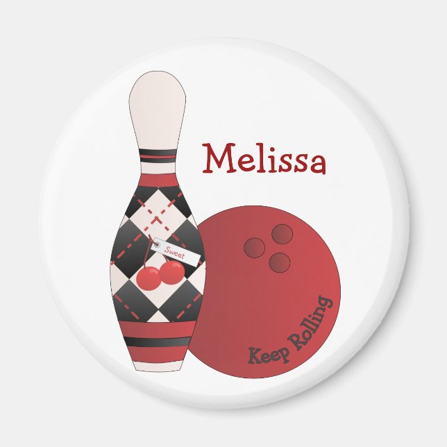 Sweet Cherry Raute Bowling Design Magnet (Vorne)
