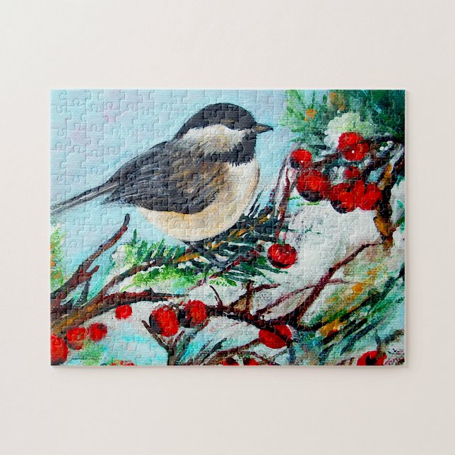 Sweet Chickadee Song Bird Malerei Puzzle (Sweet Chickadee Song Bird Painting Jigsaw Puzzle from Jenn's Emporium.)