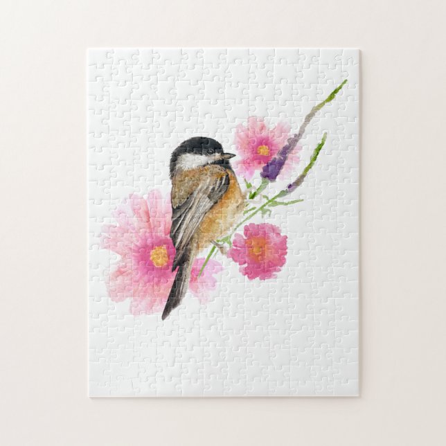 Sweet Chickadee Watercolor Art Puzzle (Vertikal)