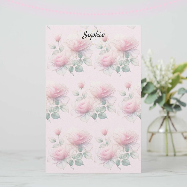 Sweet Chiffon Pink Roses Briefpapier (Von Creator hochgeladen)