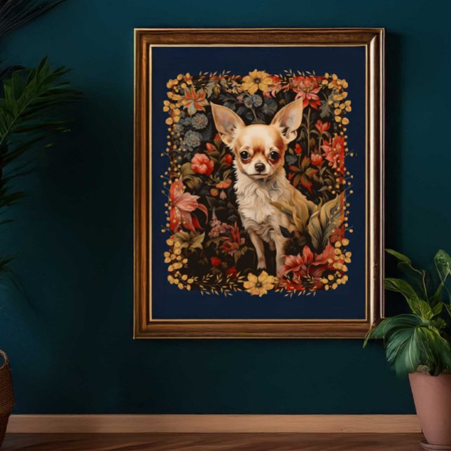 Sweet Chihuahua in einem William Morris Style Gard Poster (Von Creator hochgeladen)