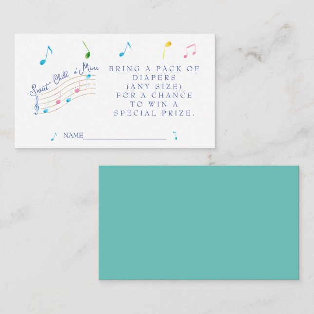 Sweet Child of Mine Musical Diaper Raffle Begleitkarte (Vorne/Hinten)