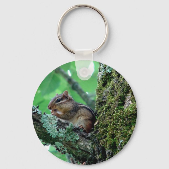 Sweet Chipmunk in einem Baumkleid und Geschenke Schlüsselanhänger (Vorderseite)