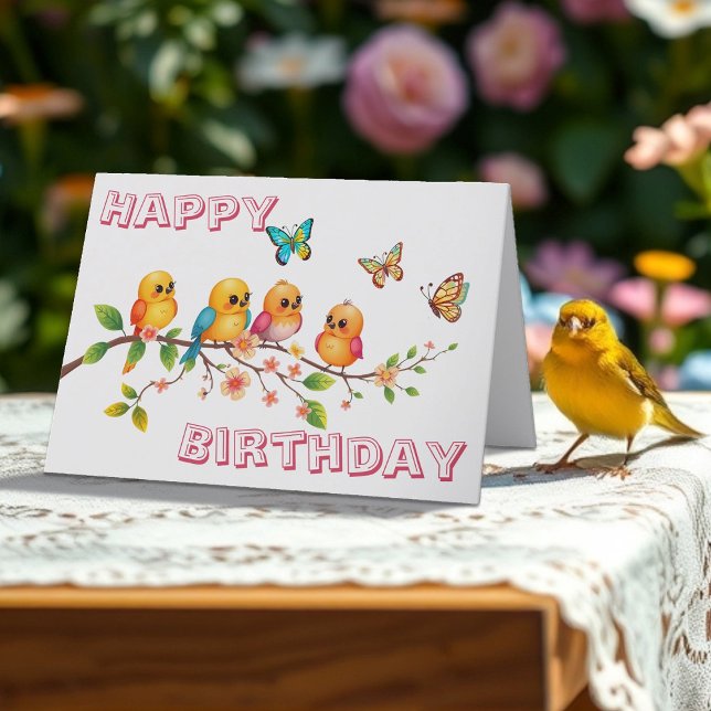 Sweet Chirpy Birds & Butterfells Geburtstag Karte (Von Creator hochgeladen)