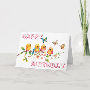 Sweet Chirpy Birds & Butterfells Geburtstag Karte