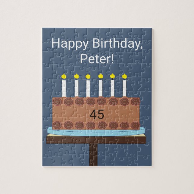 Sweet, Chocolate Birthday Cake: blue-gray  Puzzle (Vertikal)