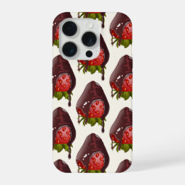 Sweet Chocolate Covered Strawberry Pattern Cream iPhone 15 Pro Hülle