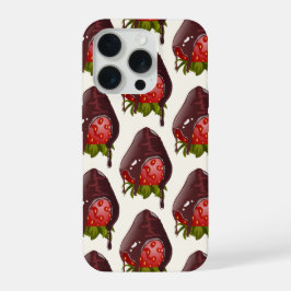 Sweet Chocolate Covered Strawberry Pattern Cream iPhone 15 Pro Hülle