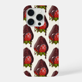 Sweet Chocolate Covered Strawberry Pattern Cream iPhone 15 Pro Hülle