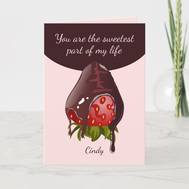 Sweet Chocolate Covered Strawberry Photo Valentine Karte (Vorderseite)