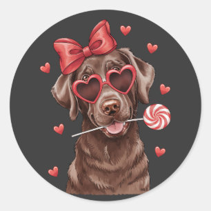 Sweet Chocolate Labrador Retriever Lollipop Valent Runder Aufkleber