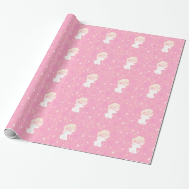 Sweet Christmas Angel, pink Geschenkpapier (Ungerollt)