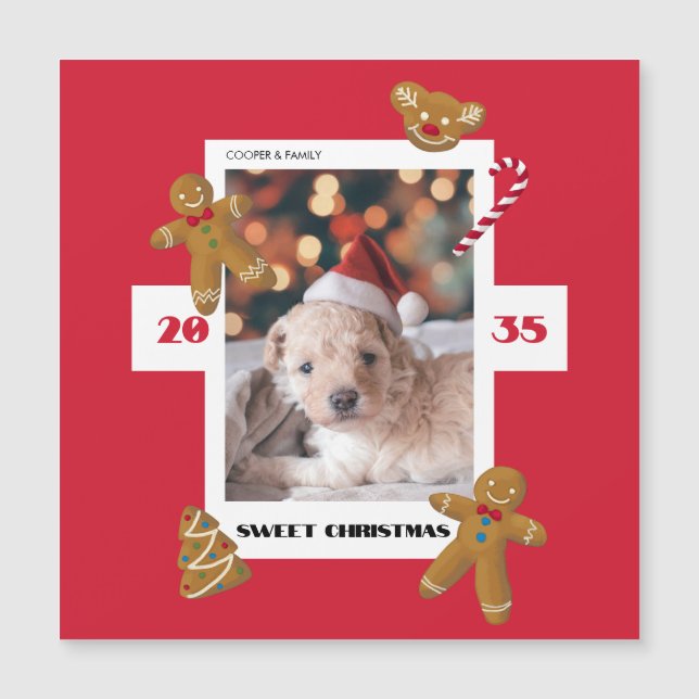 Sweet Christmas custom photo cute pet Magnetkarte (Vorderseite)