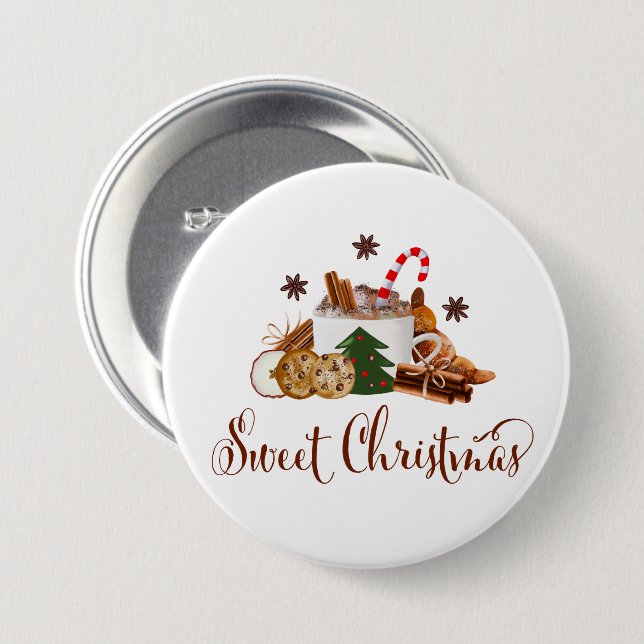 Sweet Christmas Frappuccino Cookie Cinnamon Kunst Button (Vorne & Hinten)