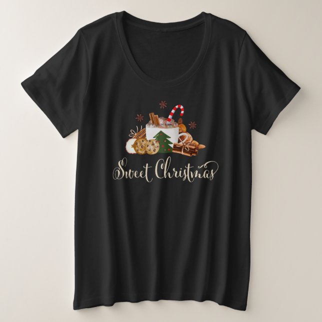 Sweet Christmas Frappuccino Cookie Cinnamon Kunst Große Größe T-Shirt (Design vorne)