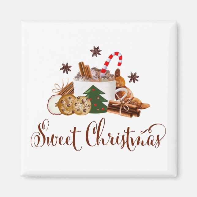 Sweet Christmas Frappuccino Cookie Cinnamon Kunst Magnet (Vorne)