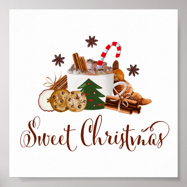 Sweet Christmas Frappuccino Cookie Cinnamon Kunst Poster (Vorne)