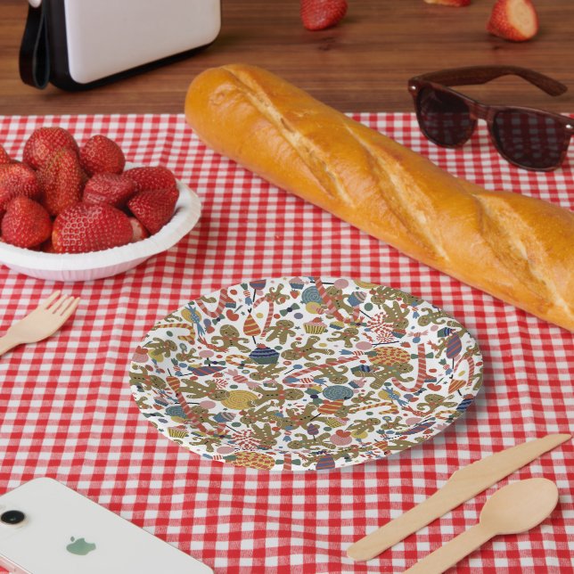 Sweet Christmas Gingerbread Man Candy Cane Delight Pappteller (Picknick)