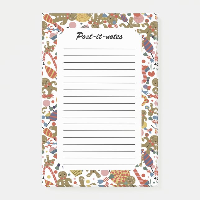 Sweet Christmas Gingerbread Man Candy Cane Delight Post-it Klebezettel (Vorderseite)