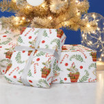 Sweet Christmas Leckereien Pattern Urlaub Geschenkpapier<br><div class="desc">Dieses Urlaubspapier zeichnet sich durch ein süßes Weihnachtsgebirge aus,  umgeben von niedlichen kleinen Vögeln,  grünen Blättern und Pfefferminzbonbons auf weißem Hintergrund.</div>