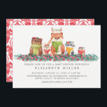 Sweet Christmas Woodland Animals Baby Shower Einladung<br><div class="desc">Aquarellfarbene Weihnachtswaldtiere Baby Dusche Einladung für ein Baby oder einen Jungen & eine geschlechtsneutrale Babydusche mit rotem Damast zurück.</div>