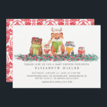 Sweet Christmas Woodland Animals Baby Shower Einladung<br><div class="desc">Aquarellfarbene Weihnachtswaldtiere Baby Dusche Einladung für ein Baby oder einen Jungen & eine geschlechtsneutrale Babydusche mit rotem Damast zurück.</div>
