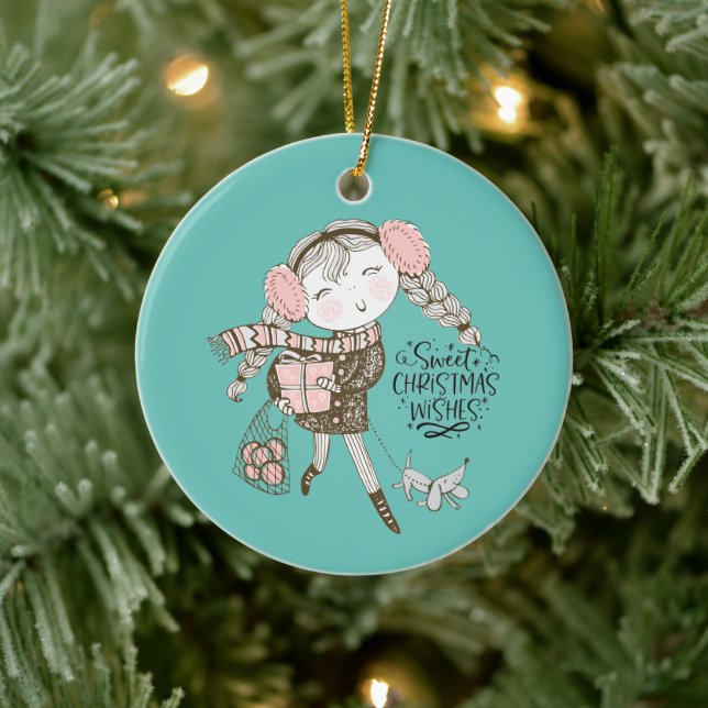 Sweet Christmas Wünsche Keramik Ornament (Baum)