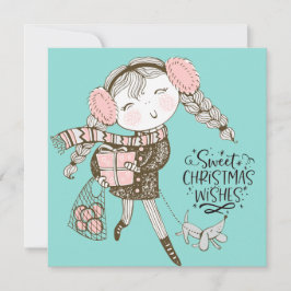 Sweet Christmas wünscht Flat Card