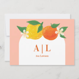 Sweet Citrus Flat Mit Monogramm Danke Karte