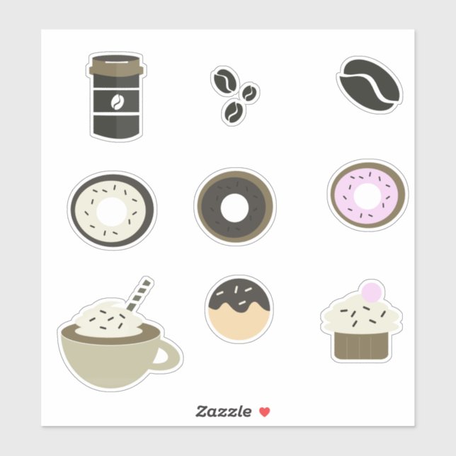 Sweet Coffee Leckereien Set Aufkleber (Blatt)