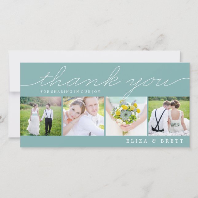 Sweet Collage Wedding Danke Cards - Aqua (Vorderseite)