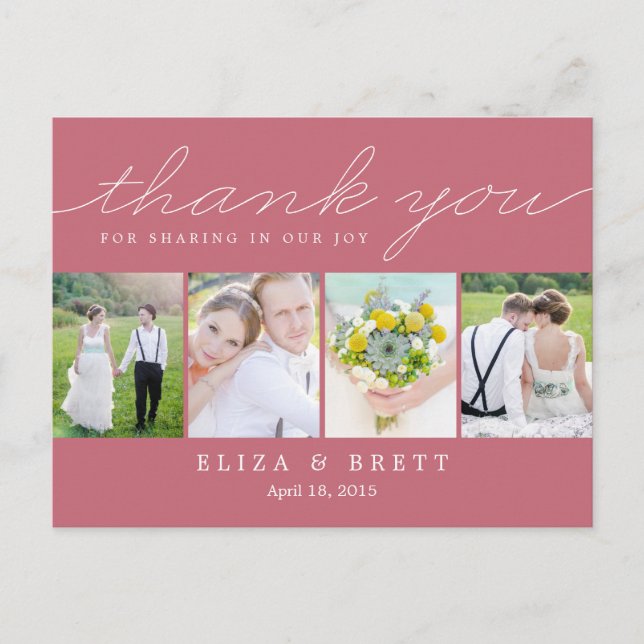 Sweet Collage Wedding Dankeschön Karte - Rosa (Vorderseite)