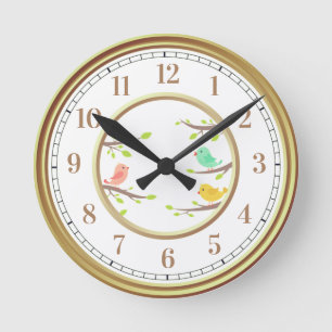Sweet Colorful Birds Round Clock Runde Wanduhr