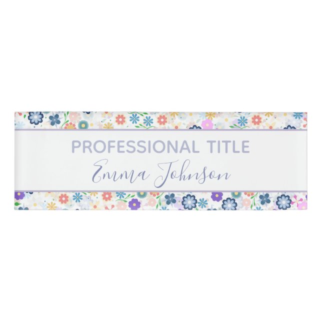 Sweet Colorful Ditsy Floral Pattern Namenschild (Vorderseite)