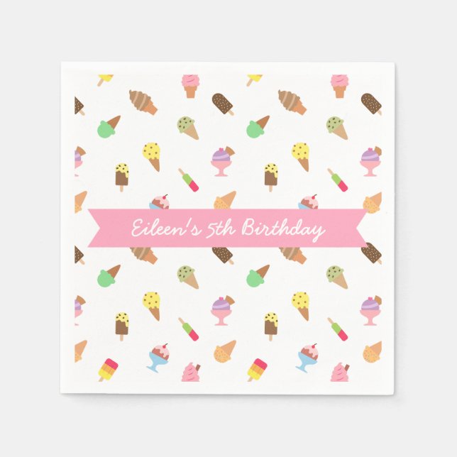 Sweet Colorful Ice Cream Muster Geburtstagsparty Serviette (Vorderseite)