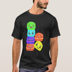 Sweet Colorful Macaroons Happy Foods gestapelt T-Shirt