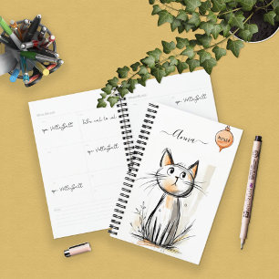 Sweet Contemplative Cat Personalisiert Planer
