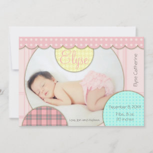 Sweet Contemporary Circles Baby Girl Ankündigung