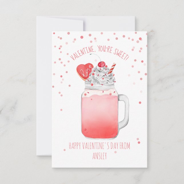 Sweet Cookie Milkshake-Klasse Valentine Karte (Vorderseite)