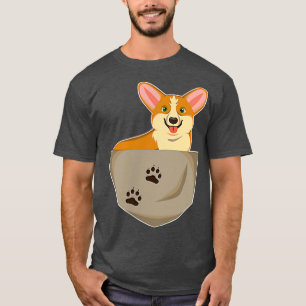 Sweet corgi in der Brust-Hosentasche aus dem Shirt