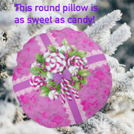 Sweet Cosy Hütte Pink und Lila Weihnachten Rundes Kissen