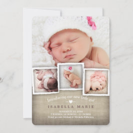 Sweet Country Burlap Baby Girl Geburtsankündigung Ankündigung