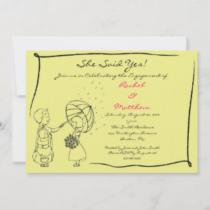 Sweet Couple in Rain Verlobung Einladung