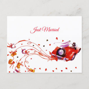 Sweet Couple Wedding Just Married Watercolor Feiertagspostkarte