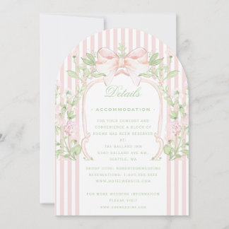 Sweet Crest w/ Pink Wedding Details Enclosure Card Einladung