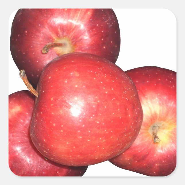 Sweet & Crisp Red Apples - Bio Fruchtwerbung Quadratischer Aufkleber (Vorderseite)