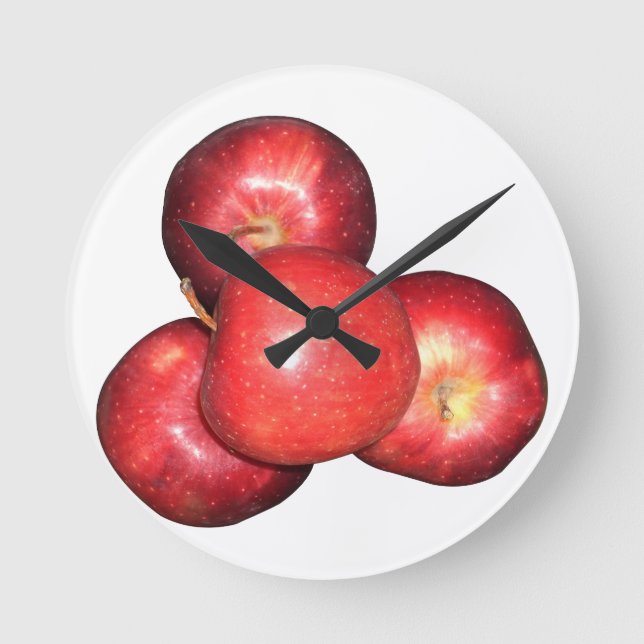 Sweet & Crisp Red Apples - Bio Fruchtwerbung Runde Wanduhr (Vorderseite)