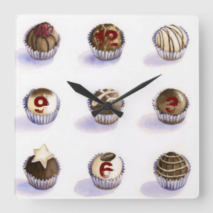 Sweet cup cakes quadratische wanduhr