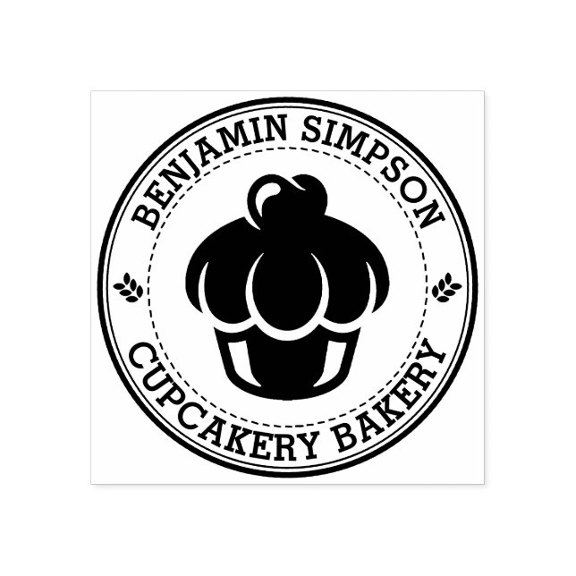 Sweet Cupcake Bakery Logo Rubber Briefmarke Gummistempel (Prägung)