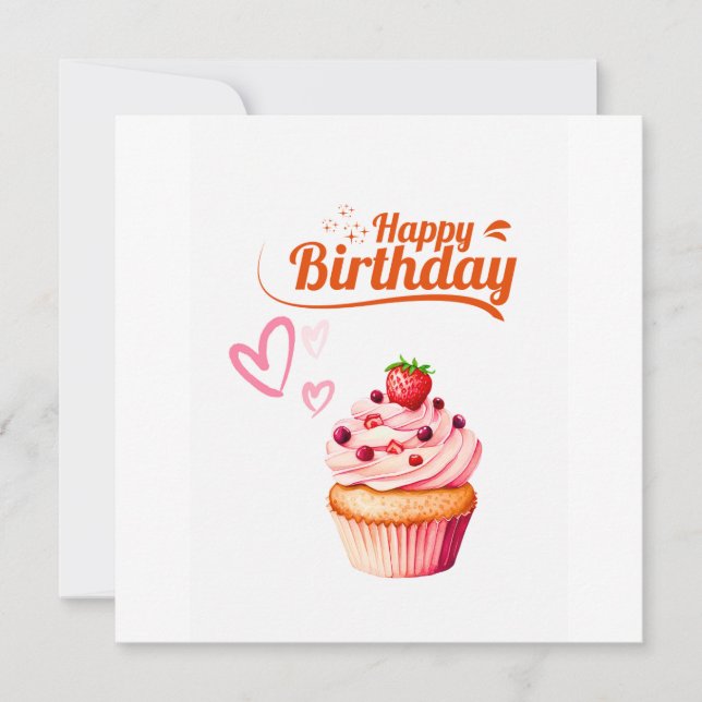Sweet Cupcake Birthday Flat Greeting Card Karte (Vorderseite)